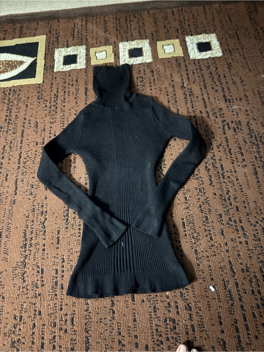 Yoki Black Ribbed Turtleneck Sweater Top